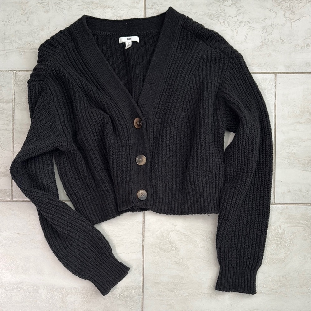 Cropped Black Cardigan